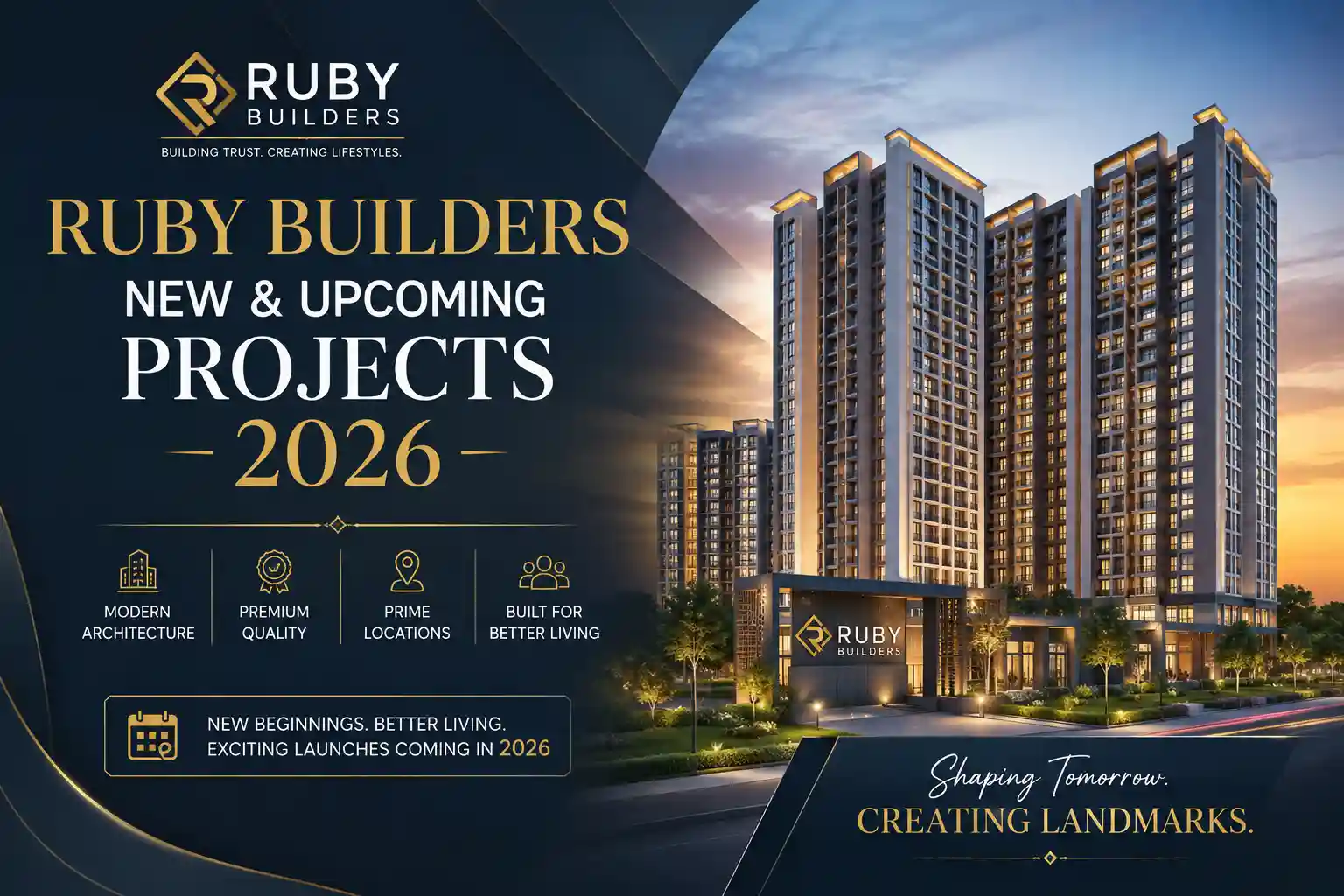 Ruby Builders upcoming projects in Chennai and Tirunelveli featuring apartments and residential plots